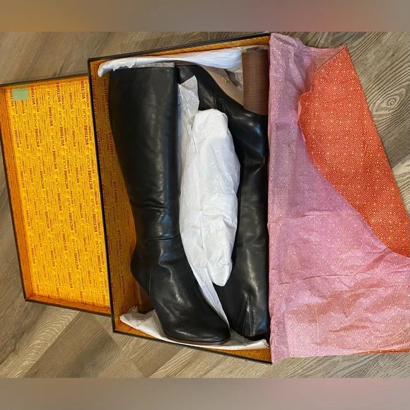 Pour La Victoire Black Full Leather Heeled Boots, size 8.5M - Picture 7 of 9